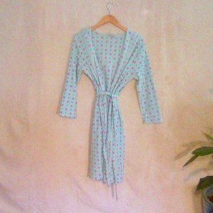 Vintage comfy polka dot robe with hood and pockets